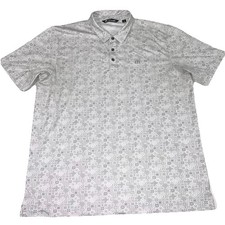 Travis Mathew Polo Shirt Mens Size XXL White Gray Geometric Performance Golf Dad