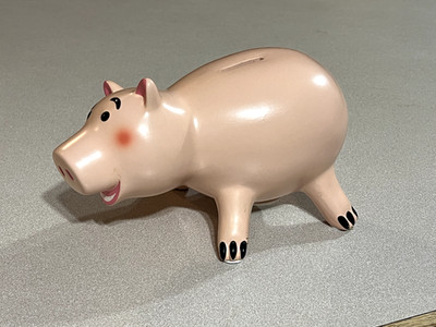 Rare Disney Toy Story HAMM Ceramic Piggy Bank W STOPPER - M.Z. Berger - Pink Pig