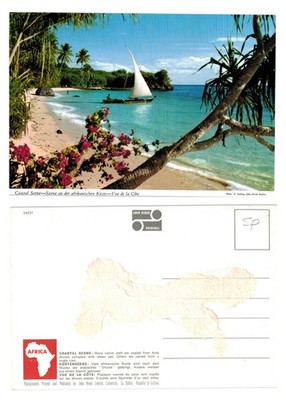 Postkarte - Küstenszene Afrika Dhow Boot John Hinde Studios UNBESPIELT