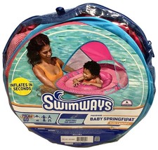 Swimways Premium Baby Spring Float With Adjustable Sun Canopy 9-24 Months Pink