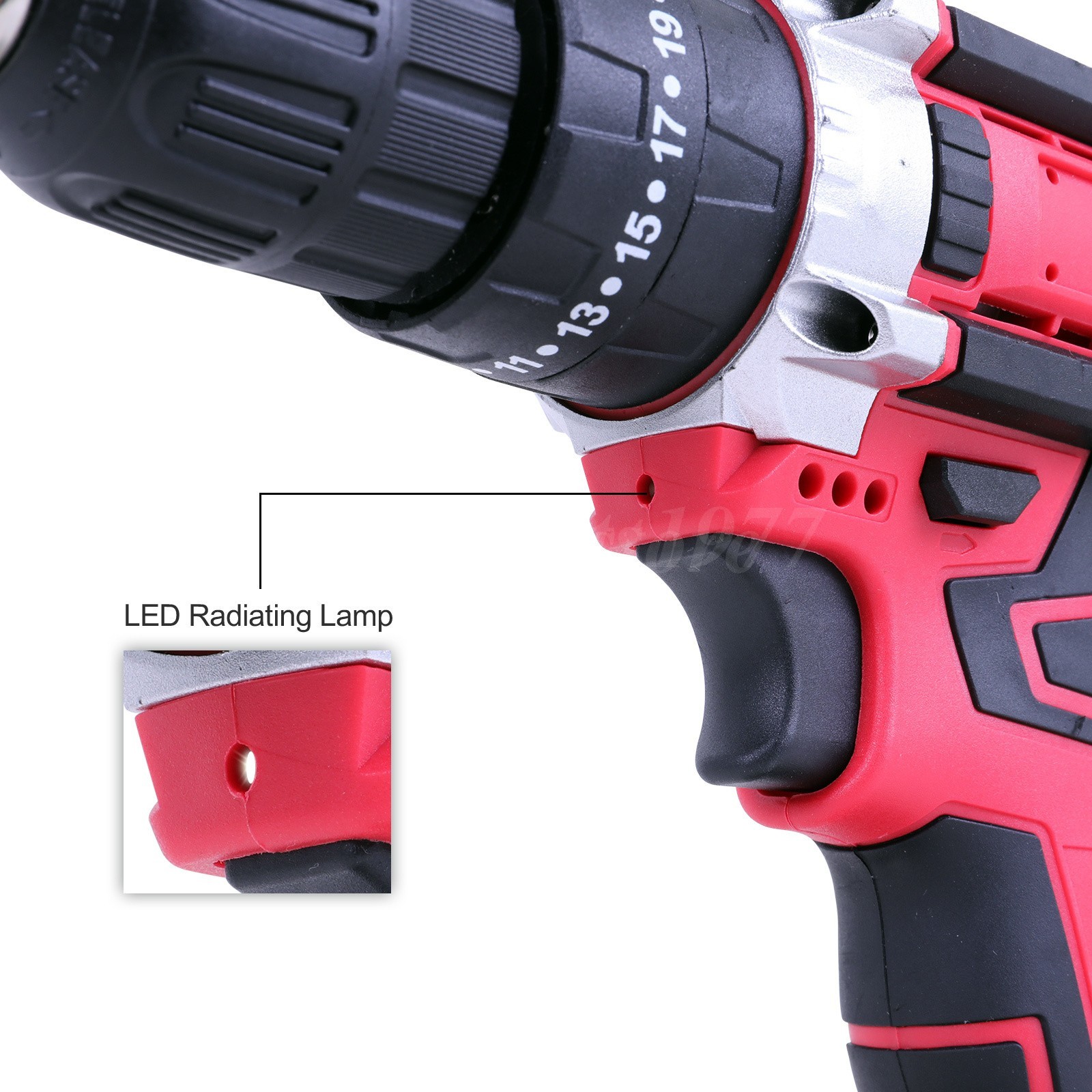 21V Cordless Hammer Impact Drill Driver Electric Screwdriver Tool Set w/2Battery