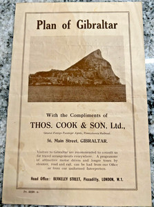Plan (Map) of Gibraltar w/ ideas for touring via Thos. Cook & Son, Ltd. Used