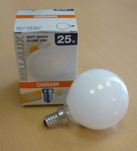 OSRAM MINI GLOBE SOFT WHITE Glühlampe – B15d, 40W, 240V, Opal – Warmweiß, Dimmbar
