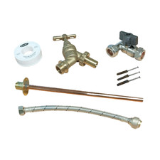 Professional Thru Wall Outside Garden Tap Kit 1 - Inc Bib Tap, Iso Tee, 15x1/2" 