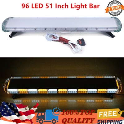 96LED 51 Light Bar Amber White Emergency Beacon Warn Tow Truck Response Strobe