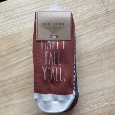 Rae Dunn HAPPY FALL Y ALL Set/6 Ankle Socks 5-10 BNIP FREE SHIP AUTUMN