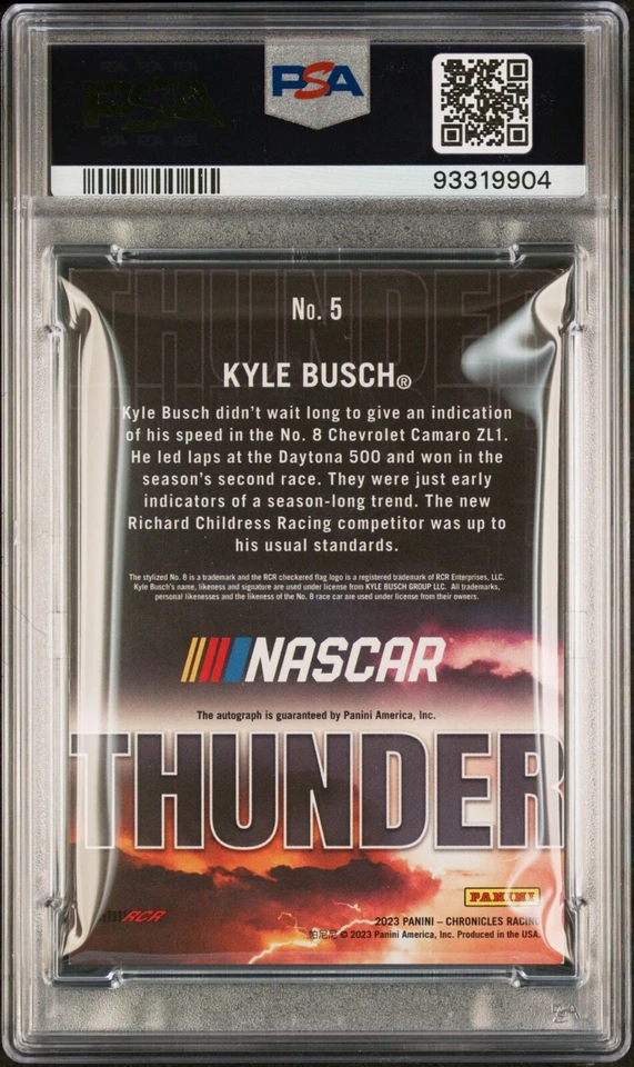 2023 Chronicles Kyle Busch Thunder Holo Silver Auto 10/10 PSA 8 - Image 2 of 2