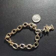 1 PIECE-GOLD TONE CHARM BRACELET WITH OPENWORK CAT CHARM