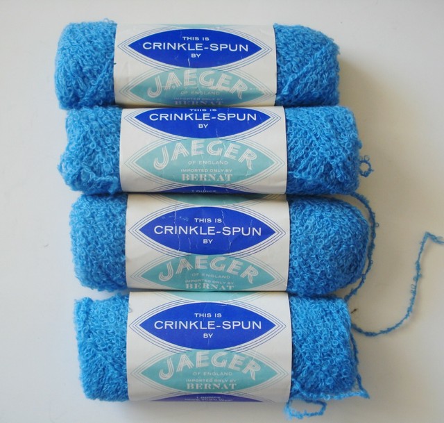 4 Skeins Jaeger CRINKLESPUN Yarn, Tile Blue, Color 9563, Lot F, 100