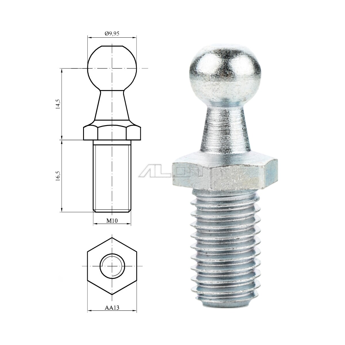Joint Sphérique M10 à Filetage Intérieur DIN648 - Normotec, Pour Suspension, Direction, Bras De Liaison