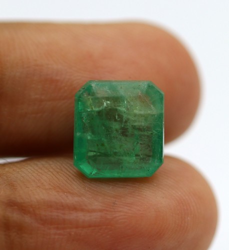 Square Cut 9 mm 3.58 Ct 100% Natural Loose Emerald Panna Certified Gemstone - Picture 6 of 8