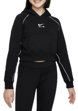 NIKE Big Girls' Sportswear Air French Terry Crop Hoodie sz Medium 10-12 Black
