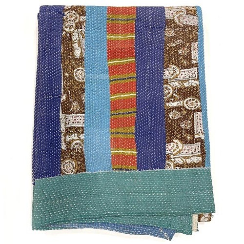 100% Cotton Kantha Wholesale lot Quilt Patch Work Design Vintag Reversible print - Picture 2 of 10