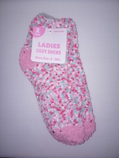 Ladies Cozy Socks Black / Pink Spotted Pink/Gray Hearts 2 Pack Size 4-10 1/2 New