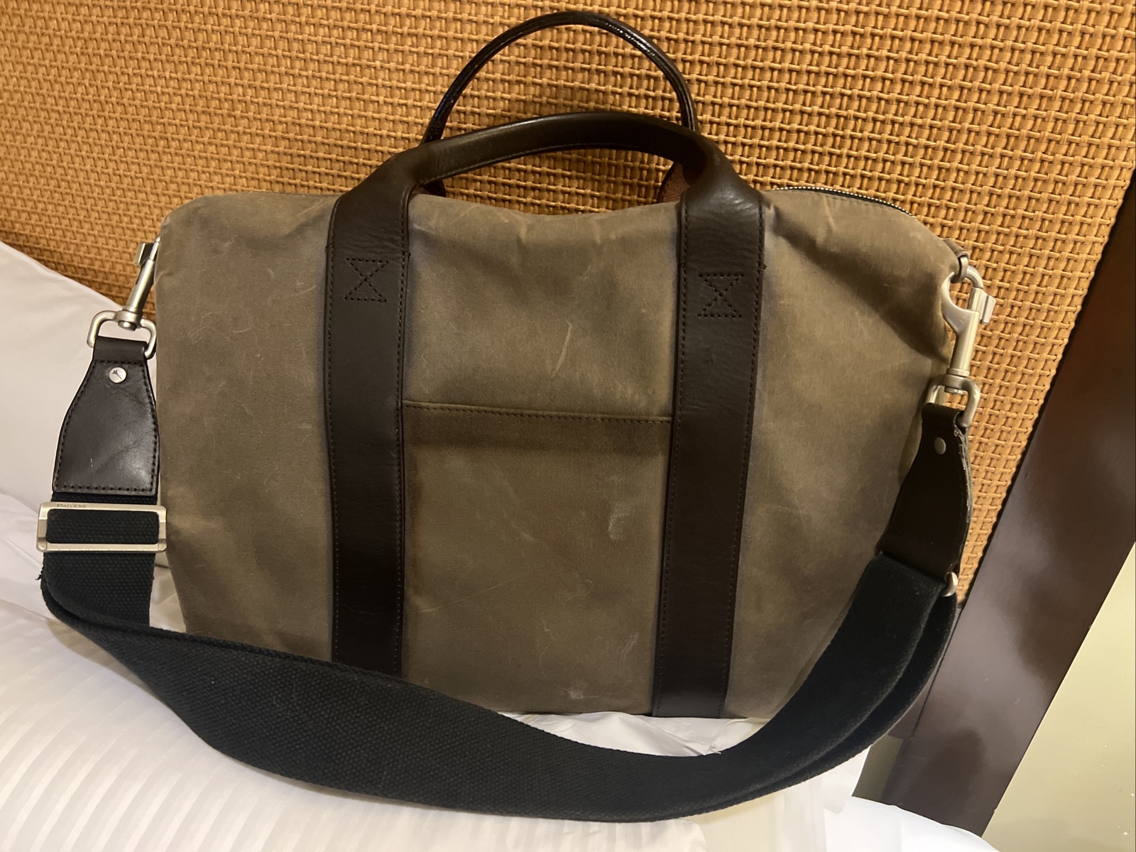 Jack Spade Waxed Canvas Leather Handles Messenger Bag… Gem