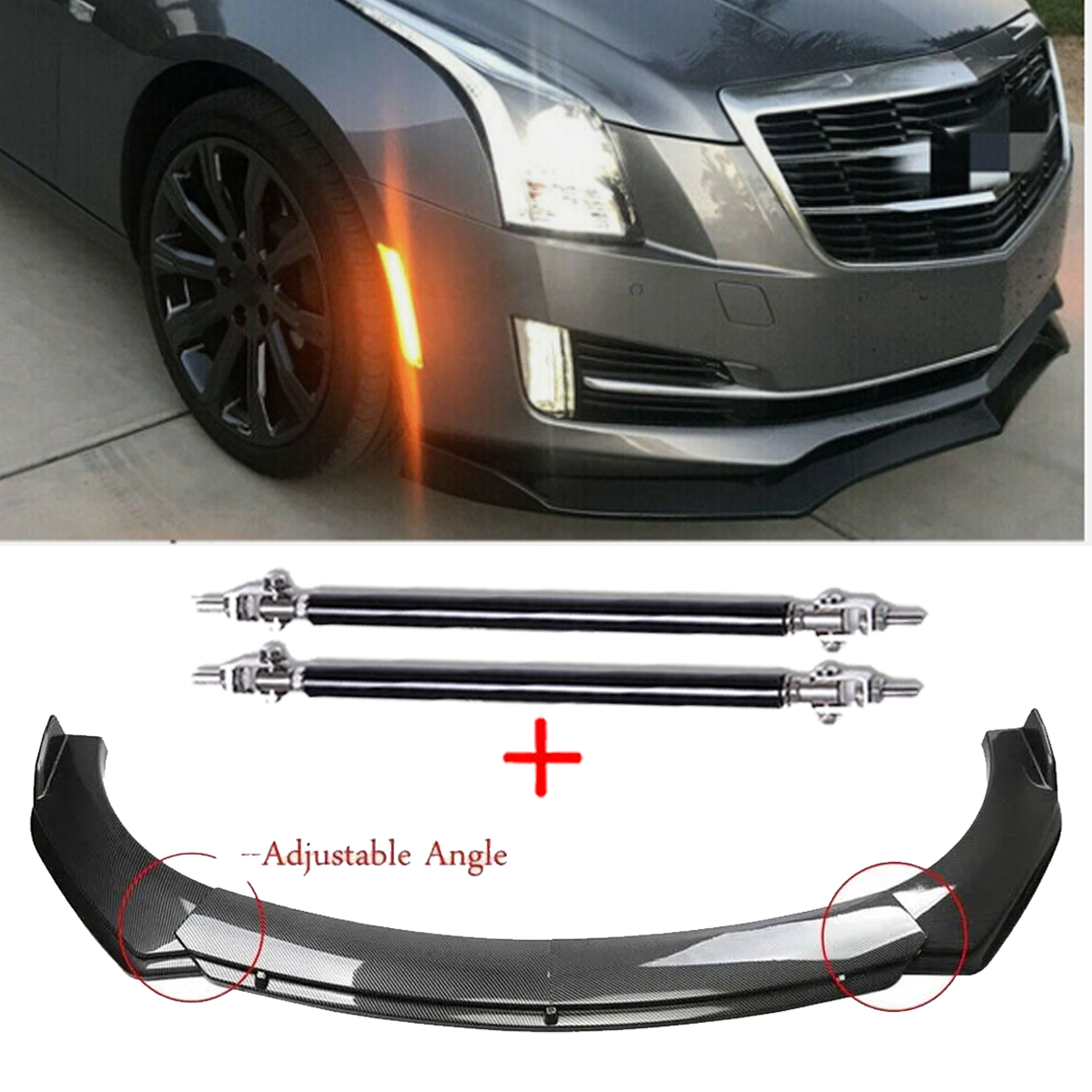 Carbon Fiber Front Bumper Lip Chin Spoiler for Cadillac ATS CTS Body Kit Enhancements
