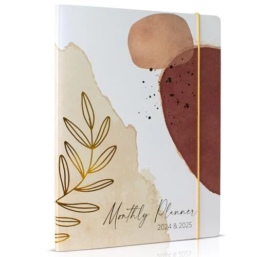 simplified-2024-2025-monthly-planner-and-calendar-book-beautiful-abstract-to-ebay
