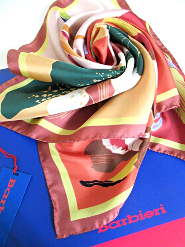 BARBIERI ITALY LUXURY 100% SILK SQUARE SCARF 26" X 26" MADE IN ITALY; NEW IN BOX - Picture 6 of 20