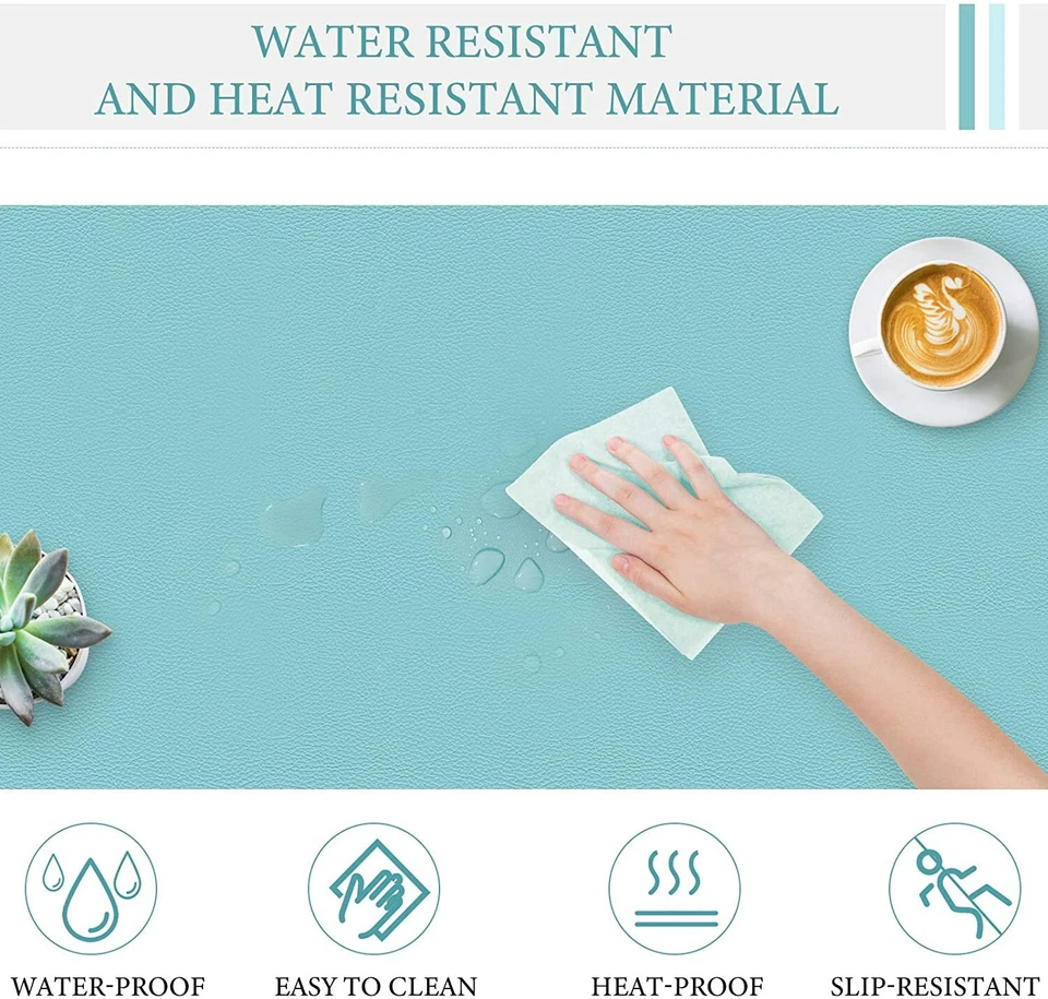 Office Desk Mat, Non-Slip Mouse Pad Waterproof Desk Pad,Green/Blue 31.5" x 15.7" - Image 3 of 4