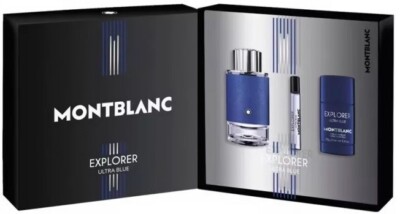Montblanc Explorer Ultra Blue 3 Piece Set For Men 3.4 EDP, Mini EDP, Deodorant