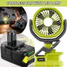 Portable Camping Tent Fan Outdoor LED Light Hiking Ceiling Lantern For Ryobi 18v