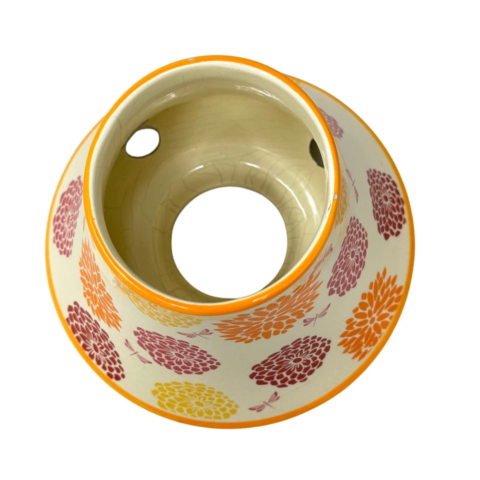 Yankee Candle Topper Tono Cerámica Mamás Libélula Naranja Rosa Amarillo Floral Foto 3 de 4
