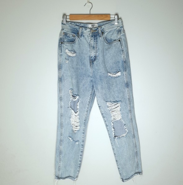 ZGY DENIM - 27 (AU9) 'Meet My Mum Jeans - Clear Water Blowout' relaxed taper