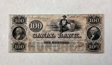 ~Scarce 1845 $100 Canal Bank of New Orleans, Louisiana Uncirculated 105 -G58a