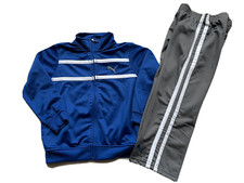 PUMA NWT Boys 2PC Suit Jacket Pants Navy Gray set size 4
