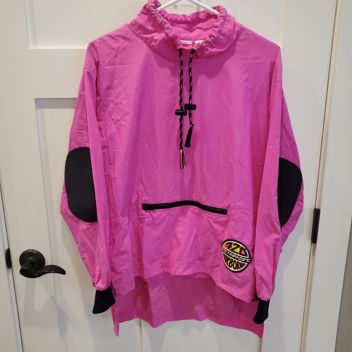 Vintage Y2K Nylon Windbreaker Womens S 90s OP Ocean Pacific SurferBeach  NeonPink