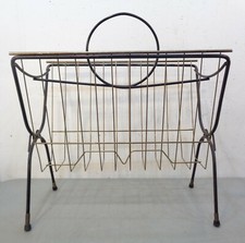 VTG Mid Century Modern wrought Iron Wire Magazine Record Album Rack Retro 1960's