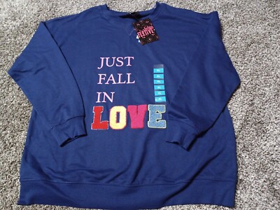 Feeling Festive Navy Blue Long Sleeve T Shirt Just Fall In Love Size XL
