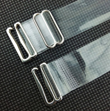 2 Pairs Transparent Invisible Clear Bra Straps Adjustable Metal Hook 1.8 Wide
