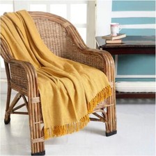 Image of Herringbone Cotton Throw large, Sofa, Bed Throw Settee Cover, 230x250 cm Large