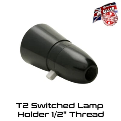 Lamp Holder with Switch BC Bayonet Bulb Cap 1/2" Threaded Bottom Entry Black *UK