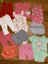 Carters Baby Girl 12 Month Summer Lot Shorts Tank Tops