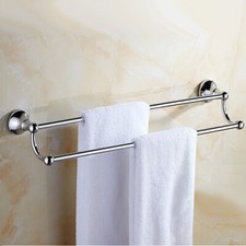 Chrome Brass Double Towel Bar Wall Mount Bathroom Accessories Towel Rack