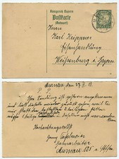 36718 - Bayern Ganzsache P 100 A. (18) - Murnau 27.4.1918 nach Wei&szlig;enburg