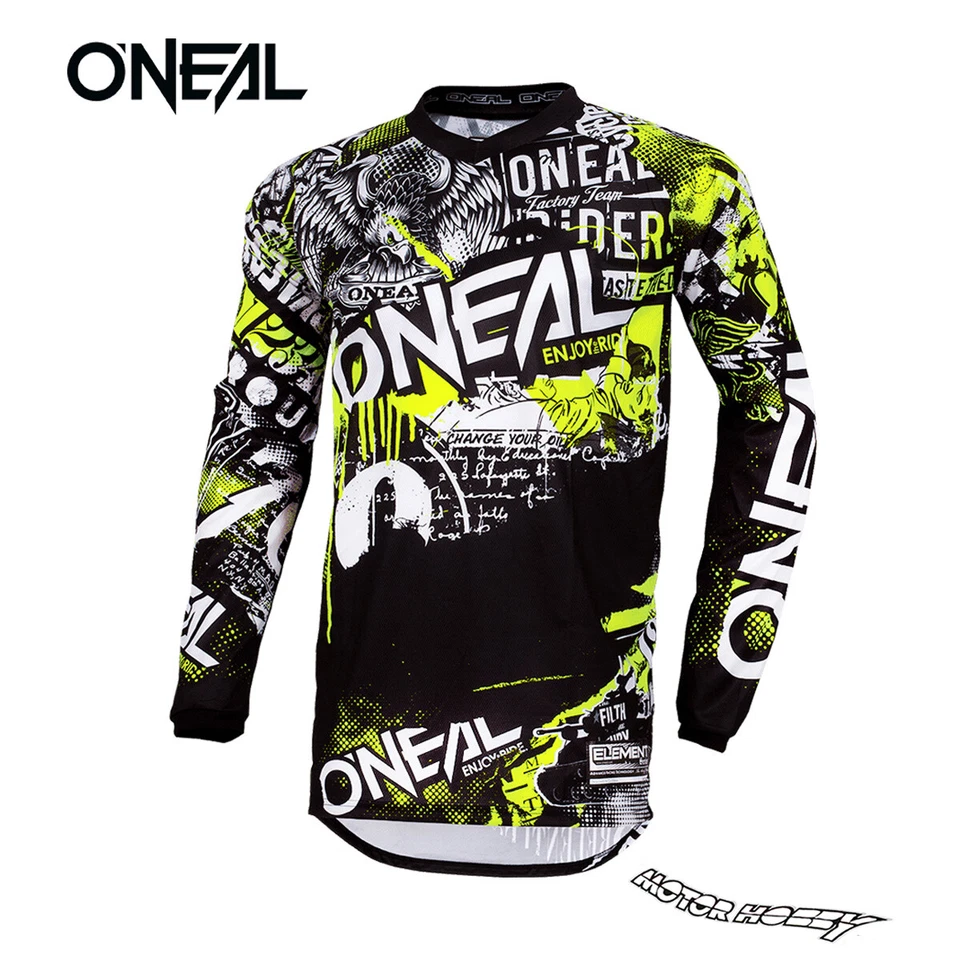 COMPLETO CROSS ENDURO O'NEAL ELEMENT ONEAL ATAQUE NEGRO NEÓN AMARILLO - Imagen 2 de 3