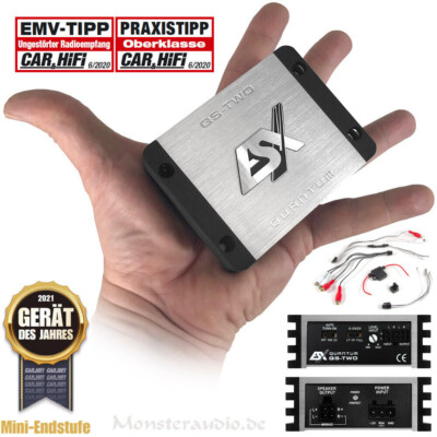 ESX QS-TWO digitaler Mini 2-Kanal Auto Verstärker 380 Watt brückbar Subwoofer