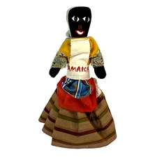 Black Ragdoll Jamaica 13" Ethnic Primitive Vintage Island Folk Art Doll