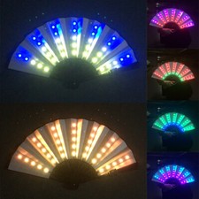 LED Light Colorful Chinese Hand Held Folding Fan Party Dance Bar Remote Control