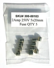 2 amp 250v 5x20mm fuse / 2AMP 250 volts / Fast Blow / Lot of 5