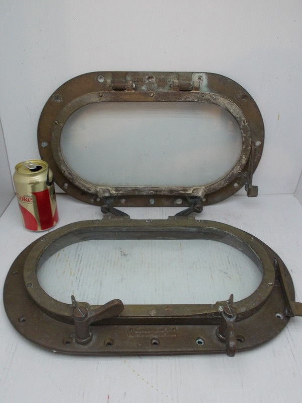 PAIR of GENUINE CHRIS-CRAFT BRONZE VINTAGE  14"x 7" OVAL PORTHOLES