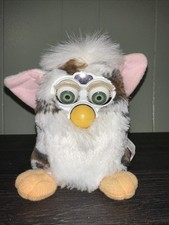 Vintage Furby 1998 Snow Leopard model 70-800 green eyes RARE Non Working