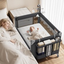 4 in 1 Baby Bassinet, One-Push Setup Pack and Play, Bedside Crib Sleeper with...