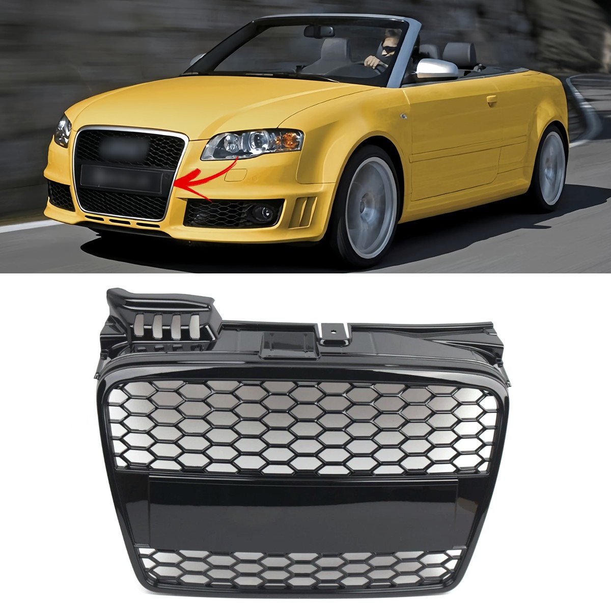 RS4 Style Honeycomb Front Mesh Grille Grill For Audi A4 B7 2005