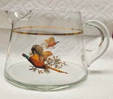 Vintage MCM West Virginia Glass Specialty "Pheasants in Flight" glass pitcher