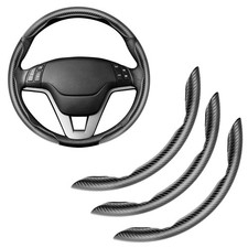 Amiss 3pcs Carbon Fiber Anti-Skid Steering Wheel Cover, Segmented 3pcs, Black