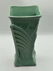 Vintage Nelson McCoy Pottery Turquoise Vase in Art Deco Style